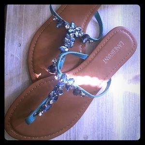 Nearly new aqua jeweled sandals. Lane Bryant 10W.